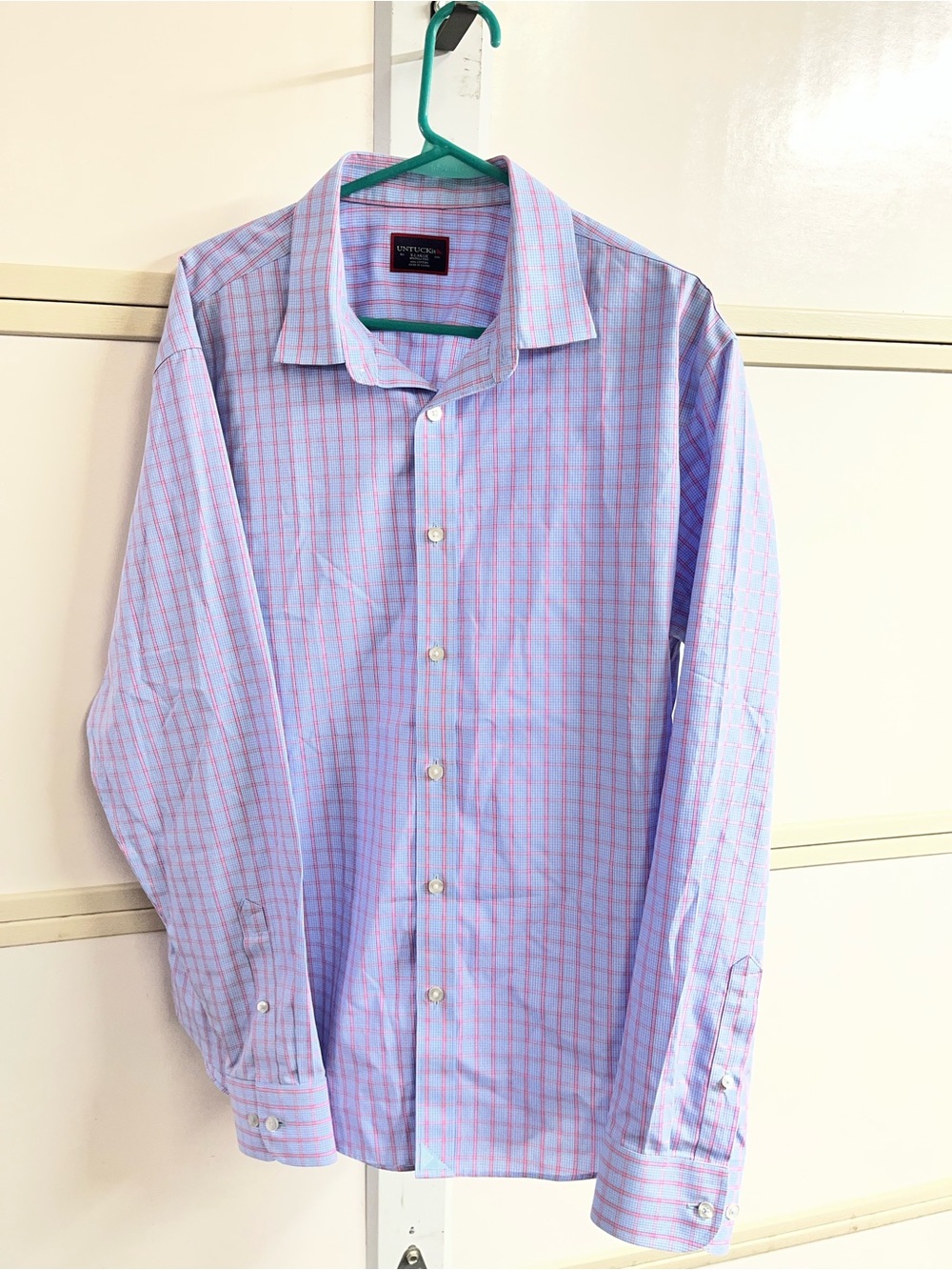 UNTUCKit Pink and Light Blue Plaid Button-Down Shirt